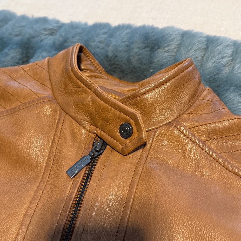 Bernardo Cognac Leather Moto Jacket - Picture 3 of 15